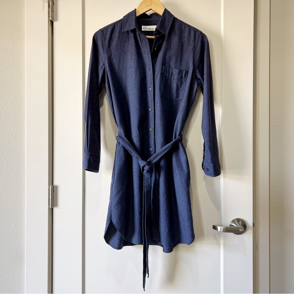 Grana dark blue flannel shirt dress size XS